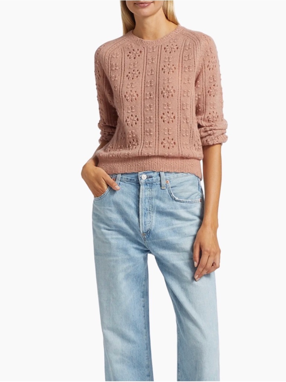 Dôen Emiliana Sweater Pointelle Knit—Clay